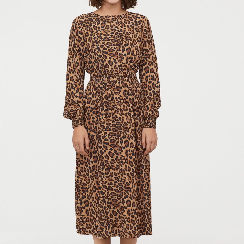 H&M long sleeve, midi length, cheetah print dress, US women’s size 6